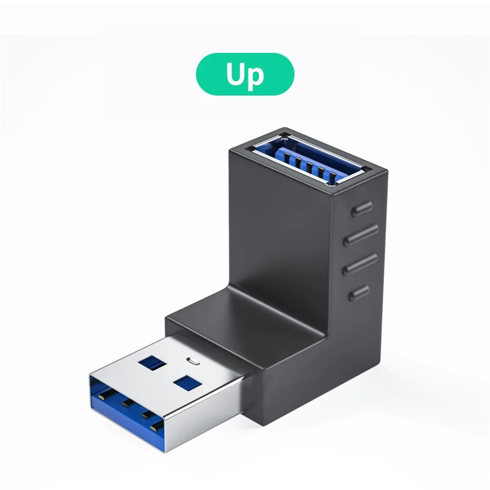 ENKAY HAT PRINCE USB 3.0 Male to Female Converter 90 Degree Right Angle Adapter - Up Angle - 2