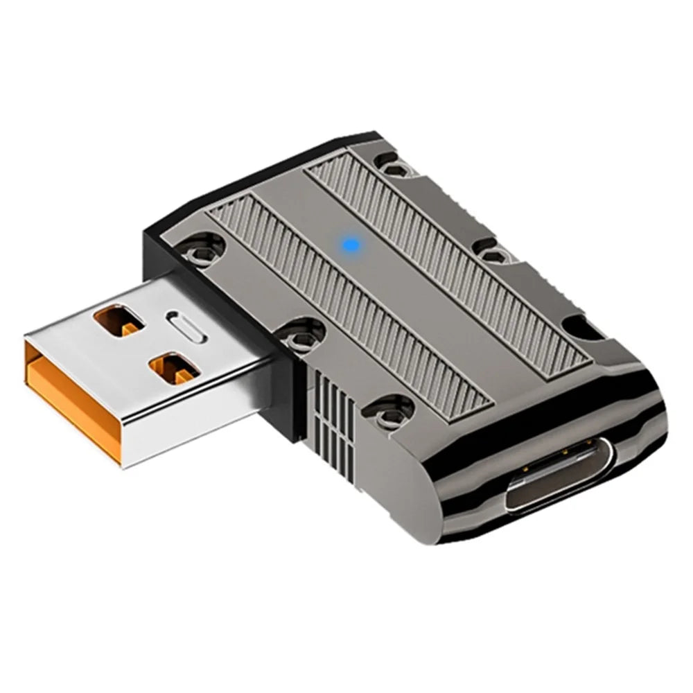 120W USB 3.1 Gen2 to Type-C Converter 10Gbps Zinc Alloy Shell Elbow Adapter - 1
