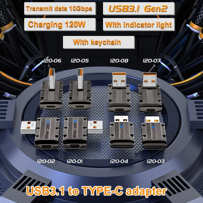 USB 3.1 Gen2 to Type-C Plug and Play Converter 120W 10Gbps Elbow Adapter - 2