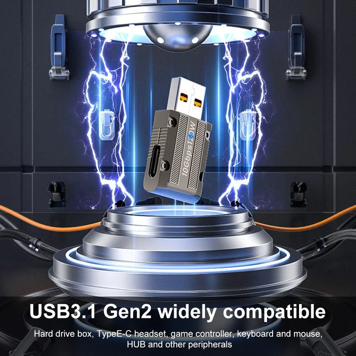 USB 3.1 Gen2 to Type-C Plug and Play Converter 120W 10Gbps Elbow Adapter - 4