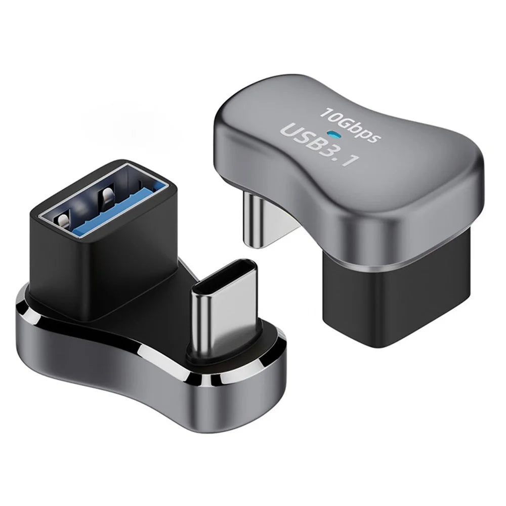 140W 10Gbps Type-C Male to USB Female Adapter U-Shaped Elbow USB3.1 Charging Cable Converter - 1