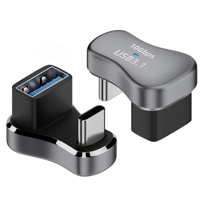 140W 10Gbps Type-C Male to USB Female Adapter U-Shaped Elbow USB3.1 Charging Cable Converter - 1