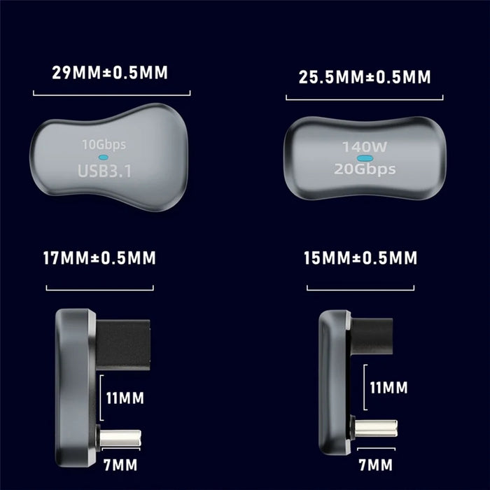 140W 10Gbps Type-C Male to USB Female Adapter U-Shaped Elbow USB3.1 Charging Cable Converter - 6
