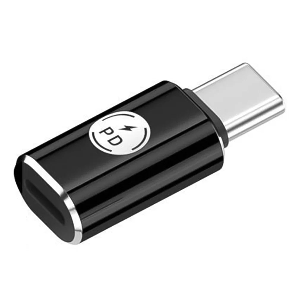 PD 27W Type-C Male to iP 8-Pin Female Fast Data Transmission Adapter for Iphone, Ipad, MacBook - Black - 1