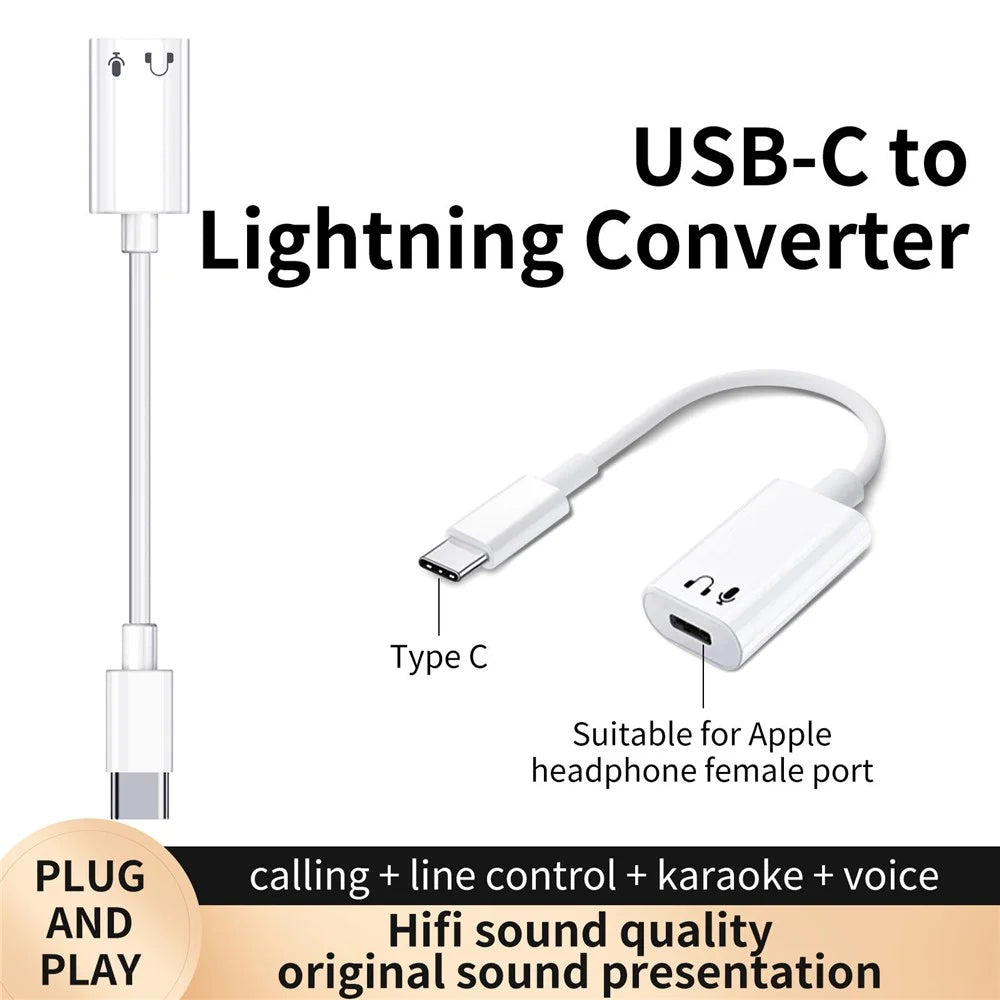 USB-C to iP Headphone Converter for iPhone 15 Series Huawei Samsung Xiaomi LG Type-C Headset Adapter - 4