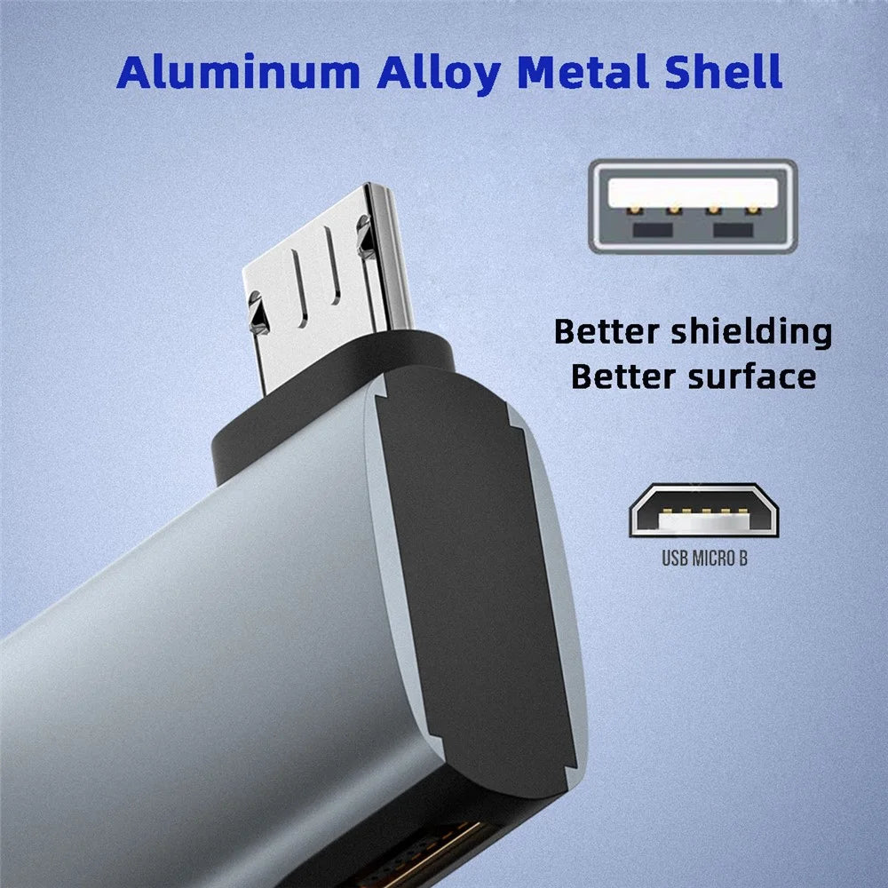 U2-009-LE 90 Degree Left Angled Micro USB 2.0 to Type-A Female OTG Adapter with USB Power for Phone Tablet - 3