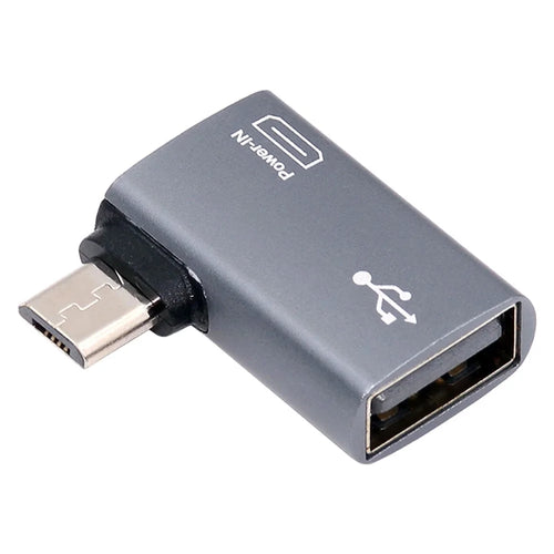 U2-009-RI For Phone Tablet Right Angled 90 Degree Micro USB 2.0 to Type-A Female OTG Adapter with USB Power - 1