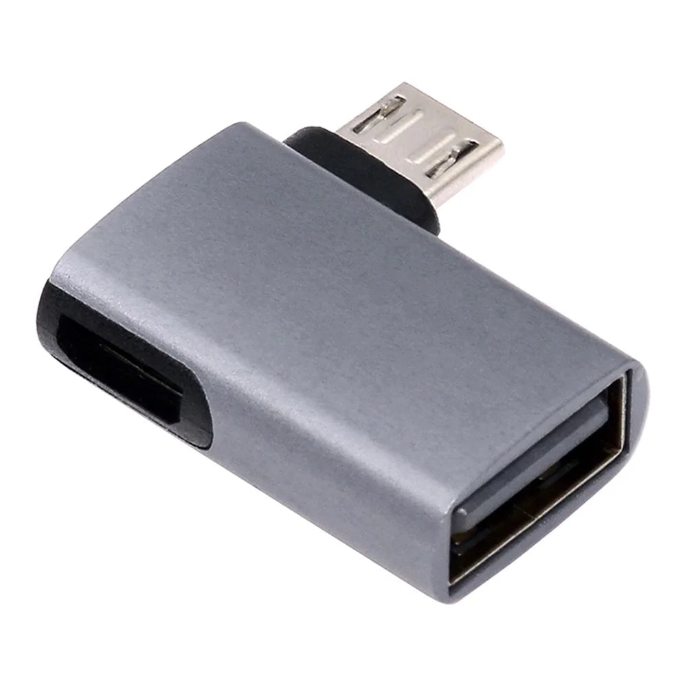 U2-009-RI For Phone Tablet Right Angled 90 Degree Micro USB 2.0 to Type-A Female OTG Adapter with USB Power - 2