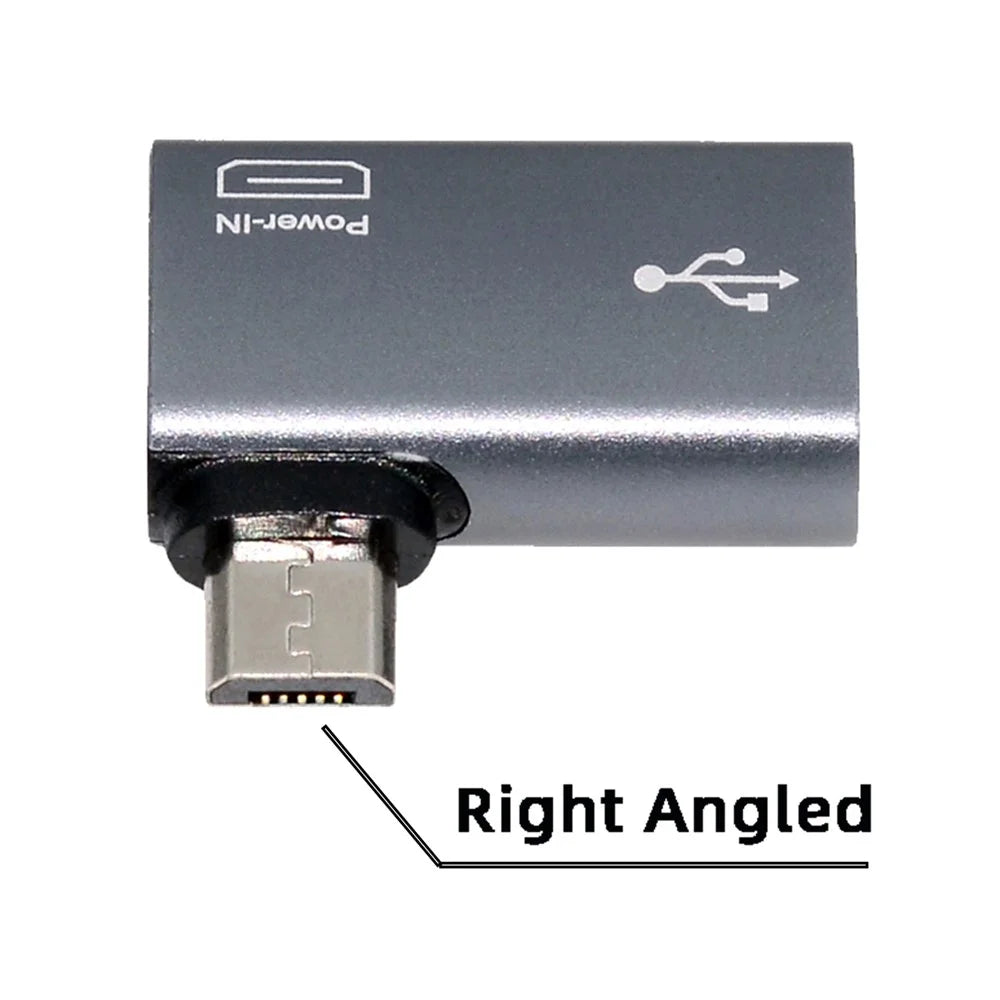 U2-009-RI For Phone Tablet Right Angled 90 Degree Micro USB 2.0 to Type-A Female OTG Adapter with USB Power - 7