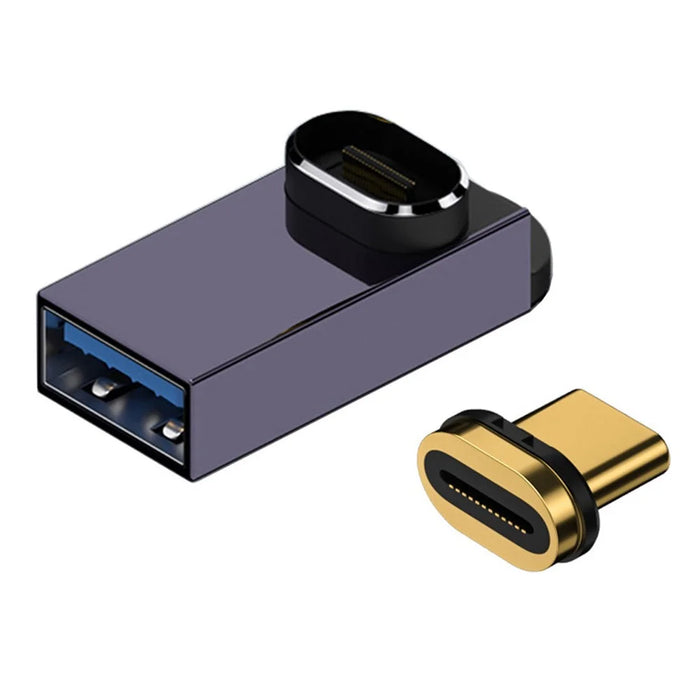 UC-028-AFU Magnetic Connector 10Gbps Type C Male to USB3.0 Female 90 Degree Up Down Angled OTG Data Adapter - 1