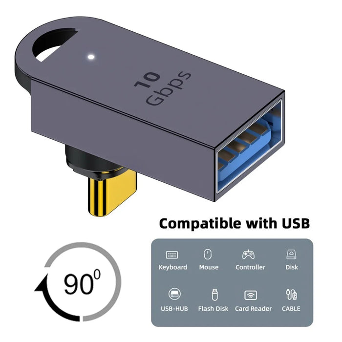 UC-028-AFU Magnetic Connector 10Gbps Type C Male to USB3.0 Female 90 Degree Up Down Angled OTG Data Adapter - 7