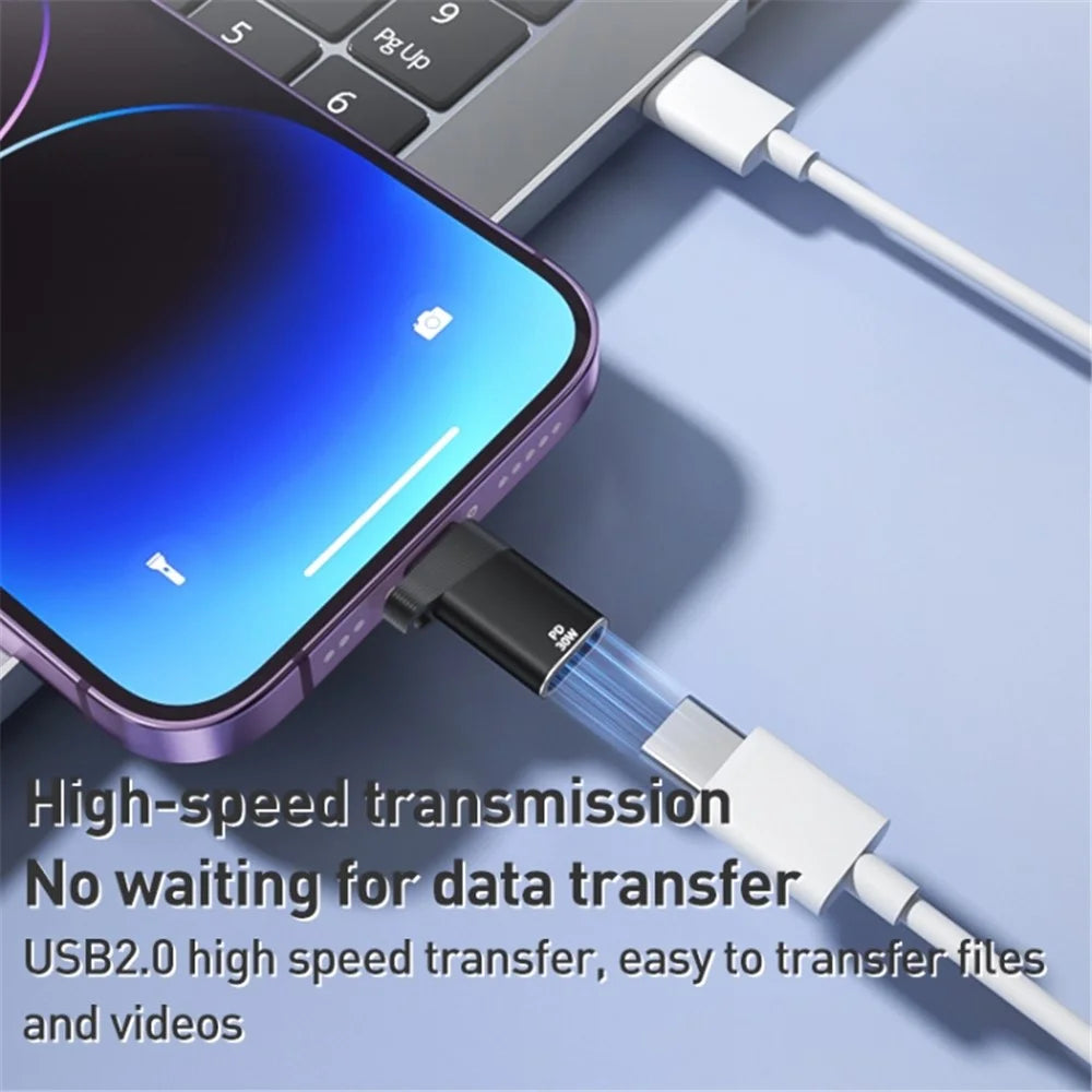 ADS-615 PD 60W Fast Charging Type-C Male to iP Female Adapter Cell Phone Converter for iPhone, MacBook - Black - 2