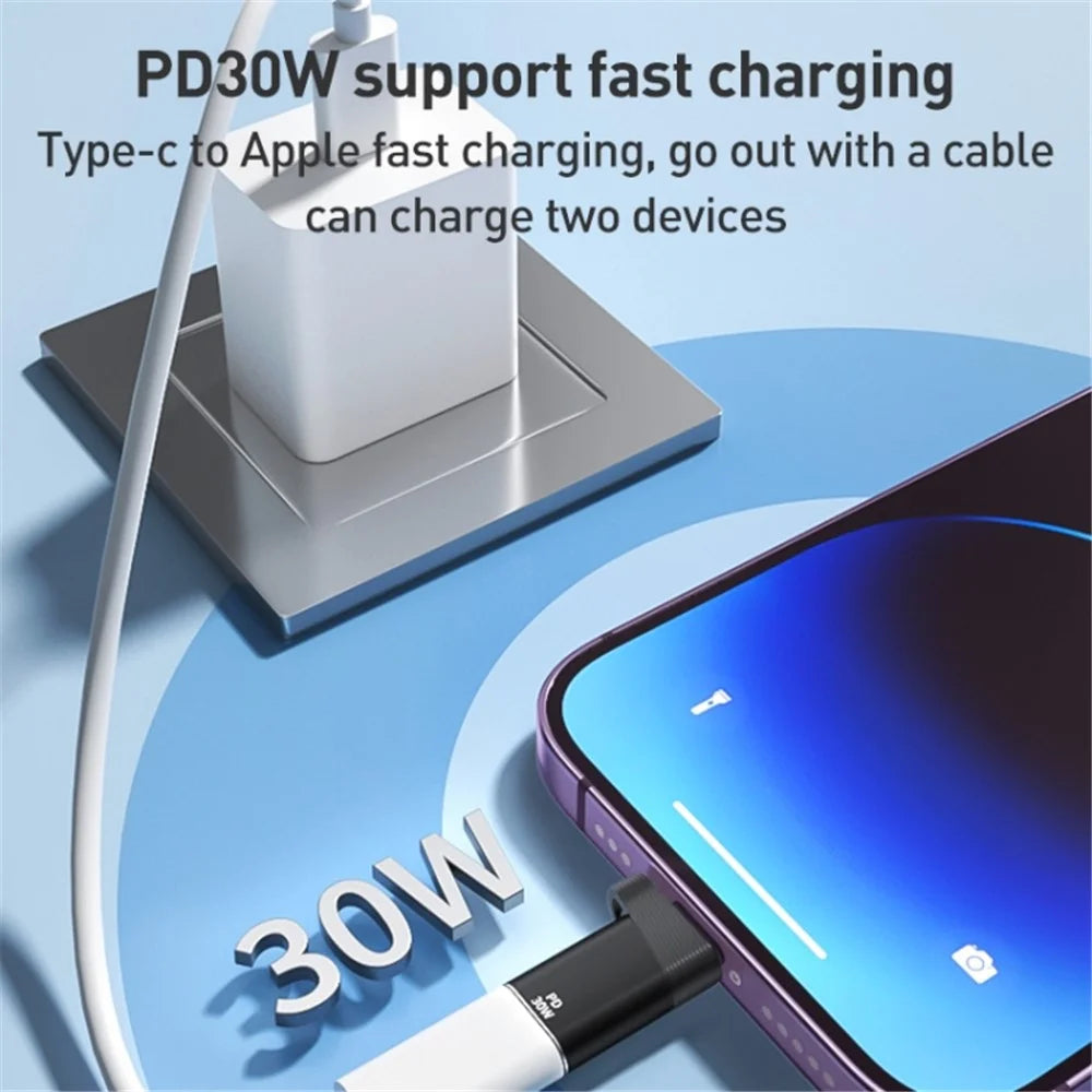 ADS-615 PD 60W Fast Charging Type-C Male to iP Female Adapter Cell Phone Converter for iPhone, MacBook - Black - 3
