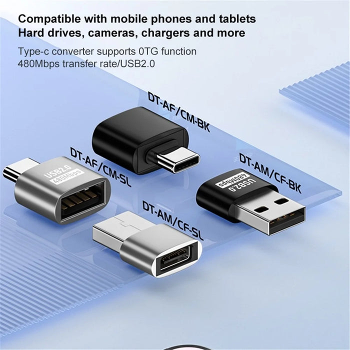 For MacBook USB-C Male to USB 2.0 Female Adapter 480Mbps Data Transfer Laptop Converter - Silver - 4