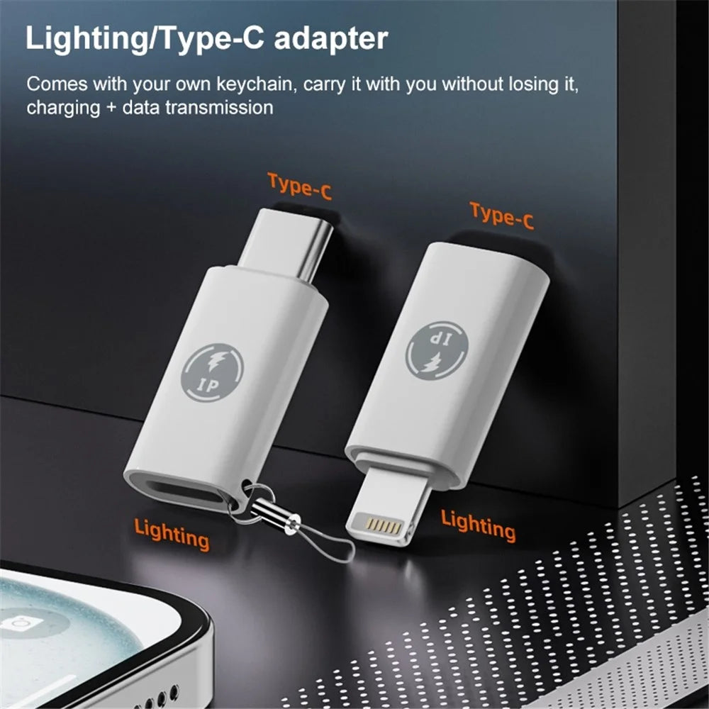ABS Charging Adapter Type-C Male to iP Female Converter Fast Data Transfer Speed - 3