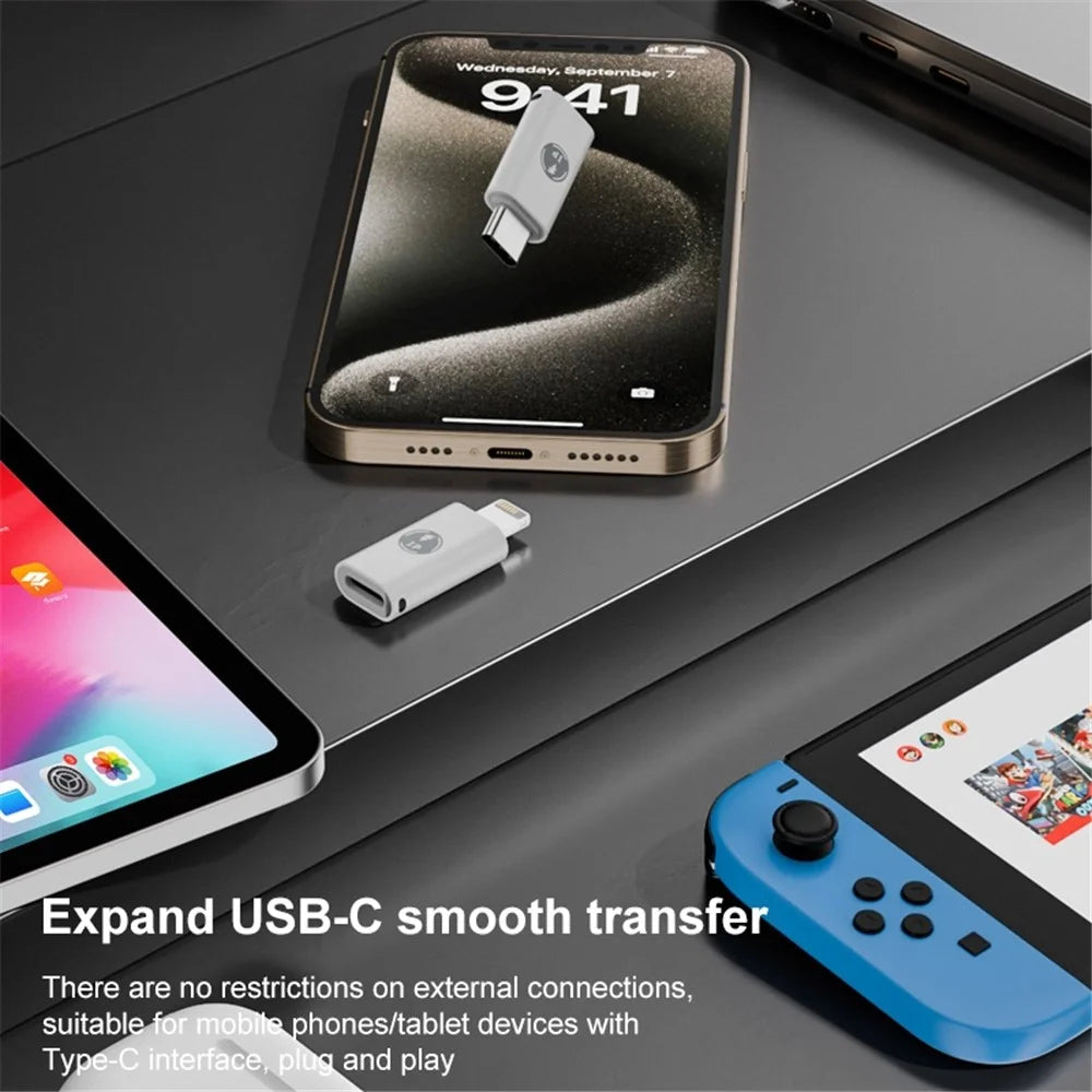ABS Charging Adapter Type-C Male to iP Female Converter Fast Data Transfer Speed - 5