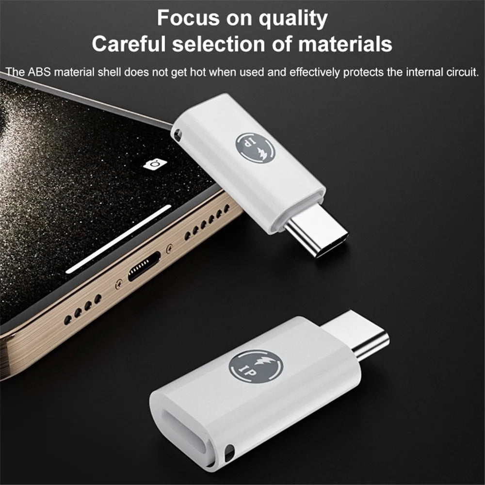ABS Charging Adapter Type-C Male to iP Female Converter Fast Data Transfer Speed - 7