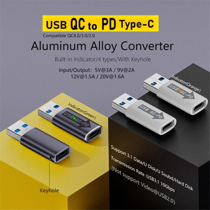AM / CF-OC-PD USB-A QC3.1 to Type-C PD Converter Adapter with 10Gbps Data Transfer - Blue - 6
