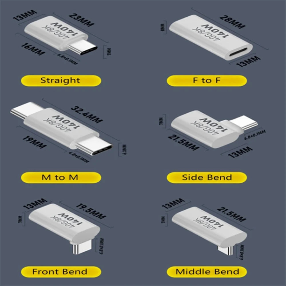 USB 3.1 USB-C Male to Type-C Male Adapter 40Gpbs Data Transfer 140W Charging - 4