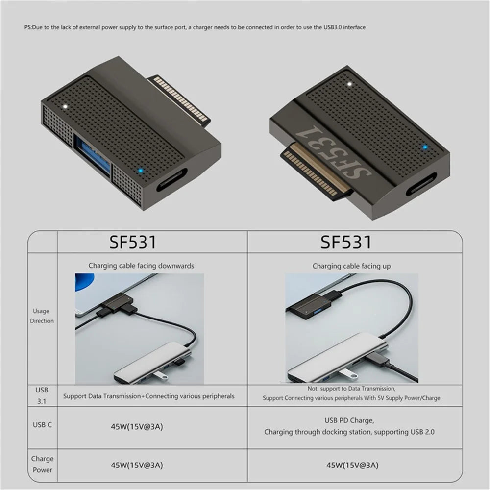 SF531 For Microsoft Surface Tablet Laptop USB3.1 Adapter 40-pin Converter Support Charging - 6