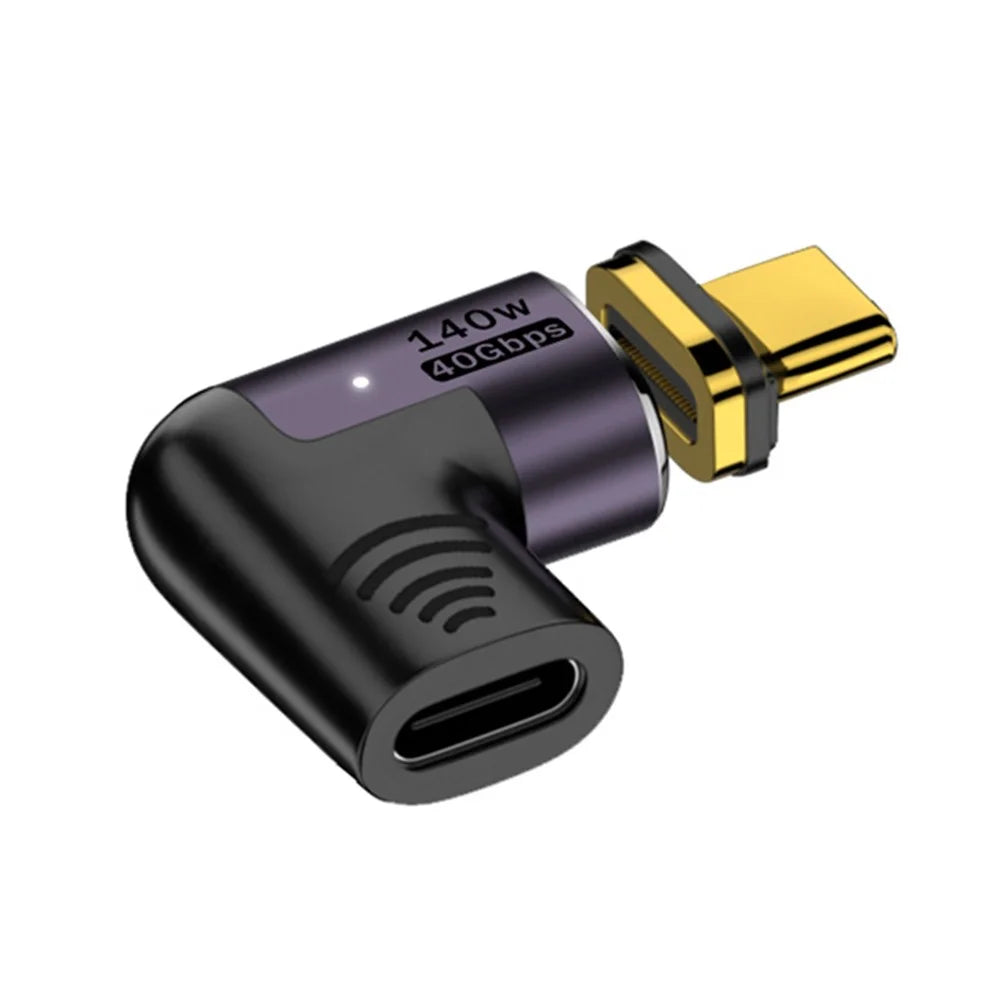 Angled 140W 5A Magnetic USB 4.0 Type-C Male to Female 40Gbps Data OTG Adapter - 1