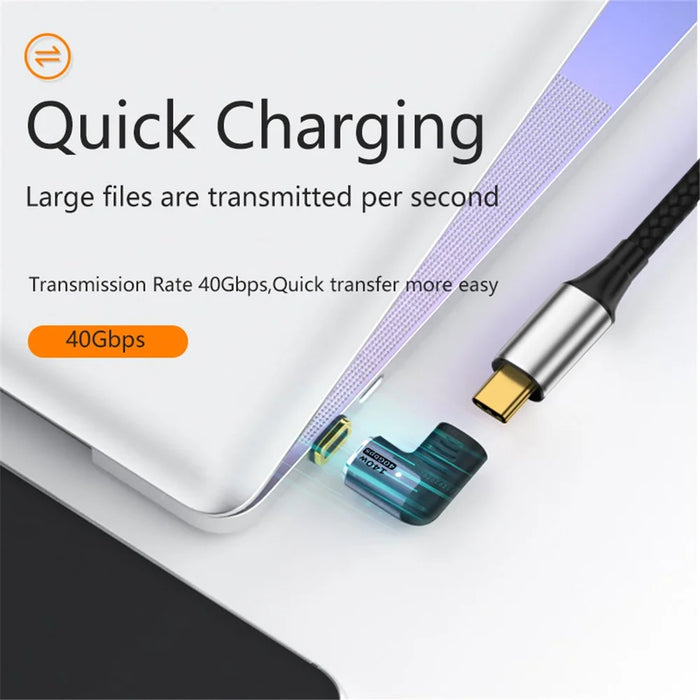 Angled 140W 5A Magnetic USB 4.0 Type-C Male to Female 40Gbps Data OTG Adapter - 2