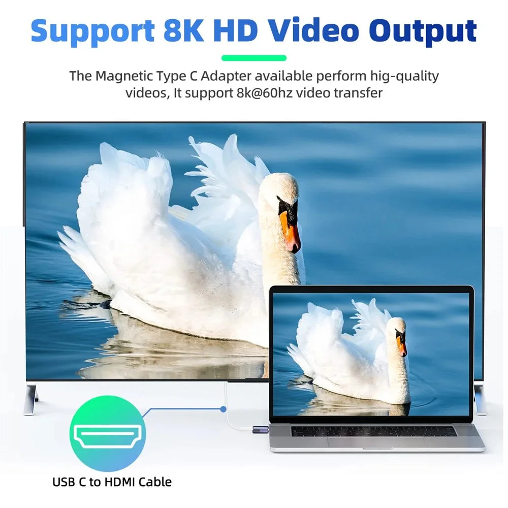 140W 5A Magnetic USB4 Type-C Straight Converter 8K 60Hz 40Gbps OTG Adapter - 4