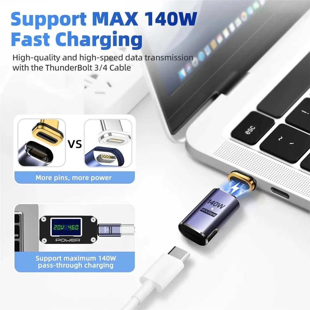 140W 5A Magnetic USB4 Type-C Straight Converter 8K 60Hz 40Gbps OTG Adapter - 5