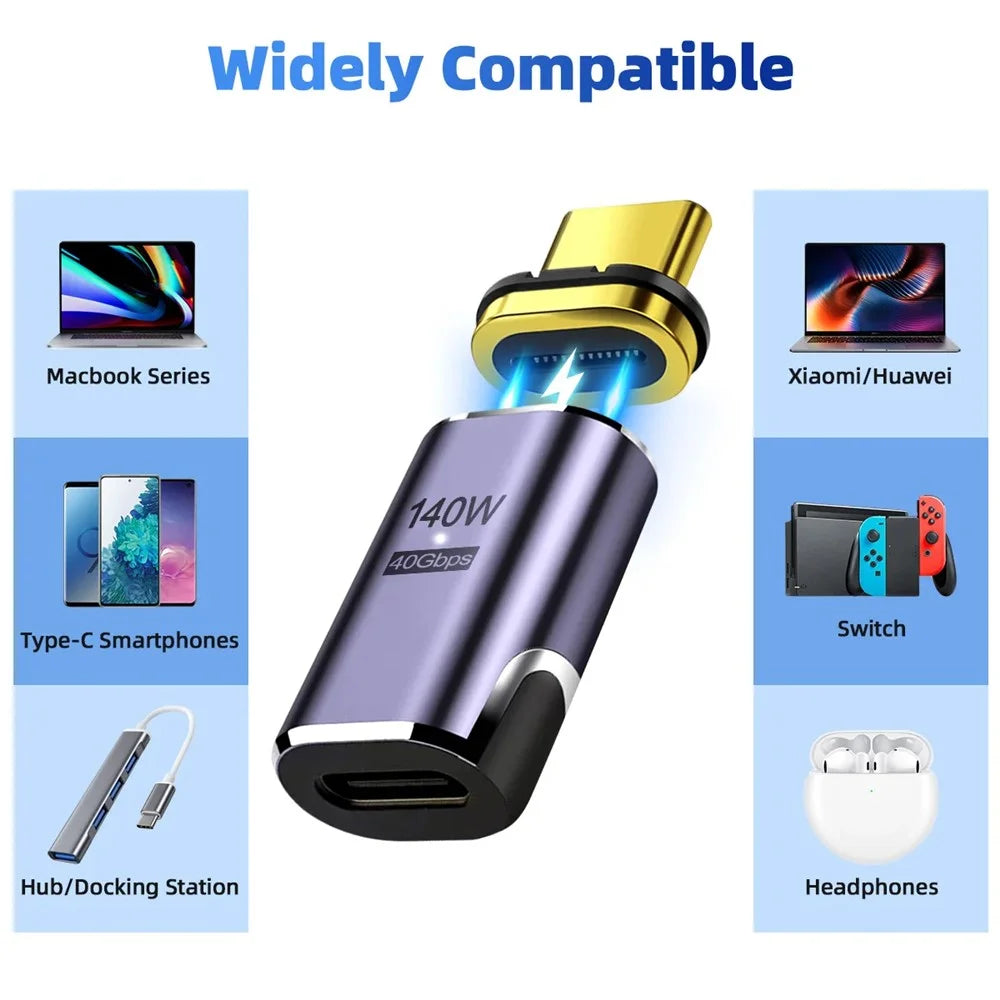 140W 5A Magnetic USB4 Type-C Straight Converter 8K 60Hz 40Gbps OTG Adapter - 6