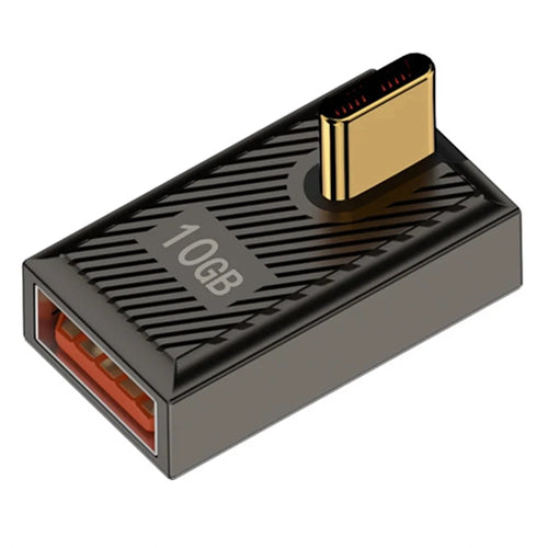 USB-A 3.1 Female to Type-C Male Middle Bend 120W Fast Charging 10Gbps OTG Adapter - Dark Grey - 1