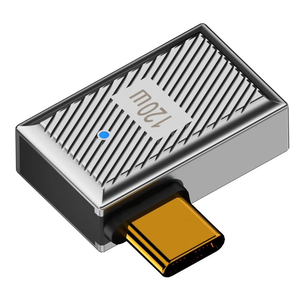 USB-A 3.1 Female to Type-C Male Side Bend Converter 10Gbps 120W OTG Adapter - Silver - 2