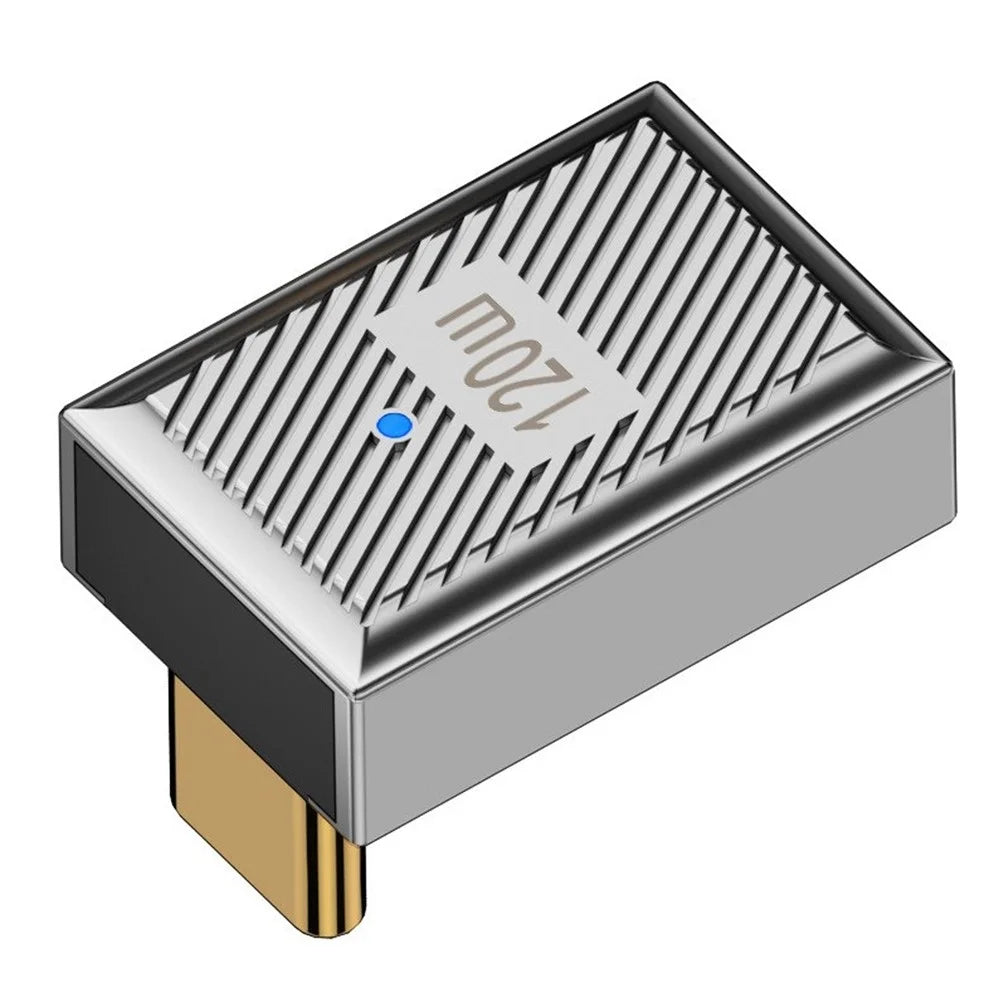 120W 10Gbps USB-A 3.1 Female to Type-C Male Up Angled OTG Adapter - Silver - 2