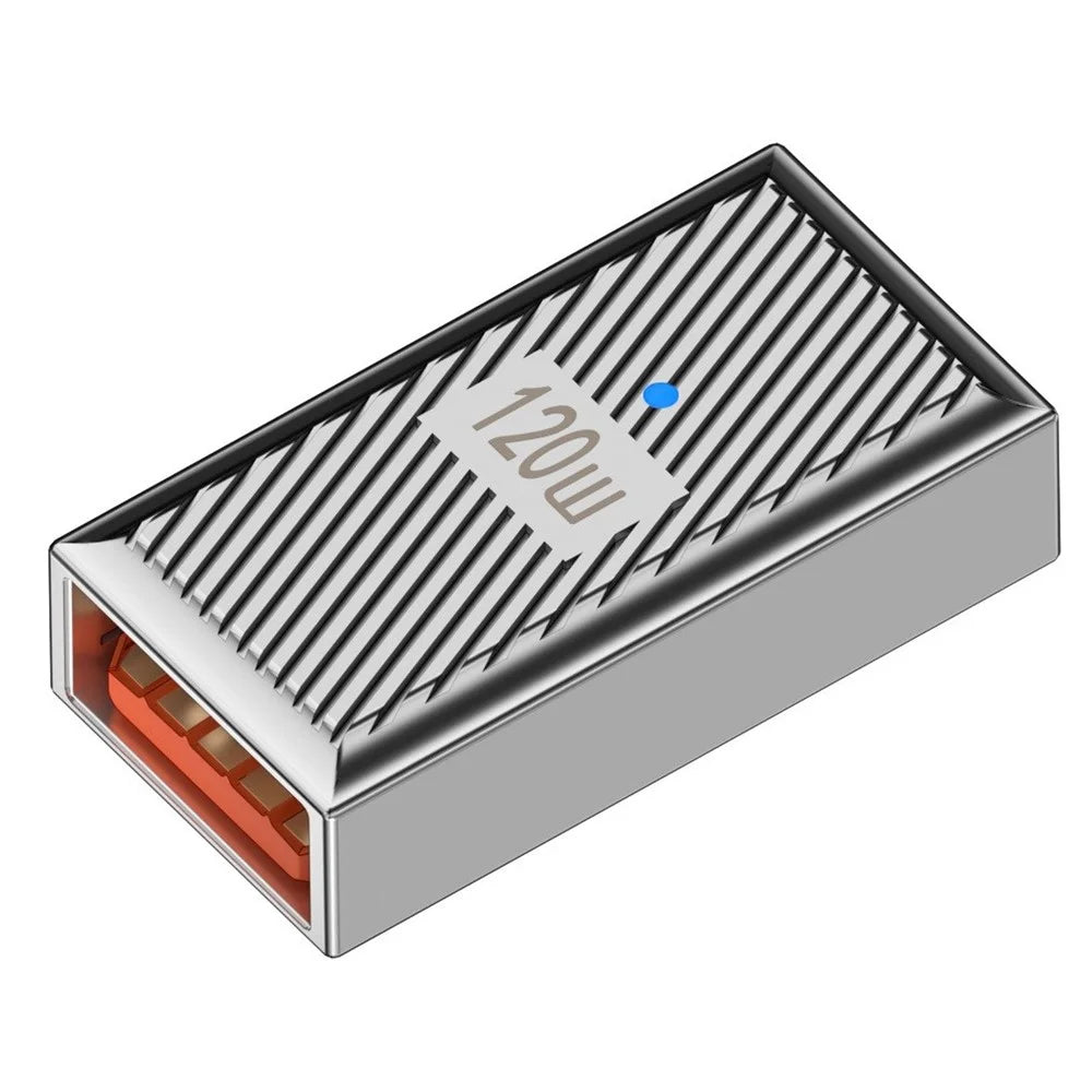 10Gbps Data Transfer USB-A 3.1 Female to Type-C Female 120W OTG Adapter - Silver - 2