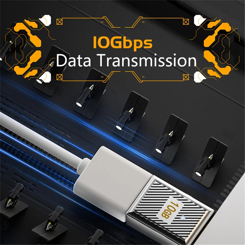 10Gbps Data Transfer USB-A 3.1 Female to Type-C Female 120W OTG Adapter - Silver - 4