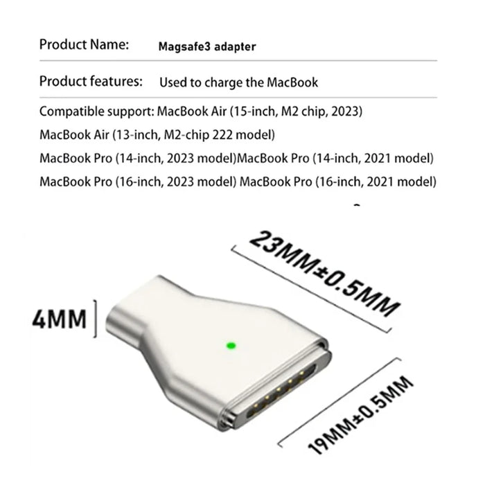 Magnetic 3 to Type-C Adapter PD 140W Fast Charging Converter for MacBook - 7