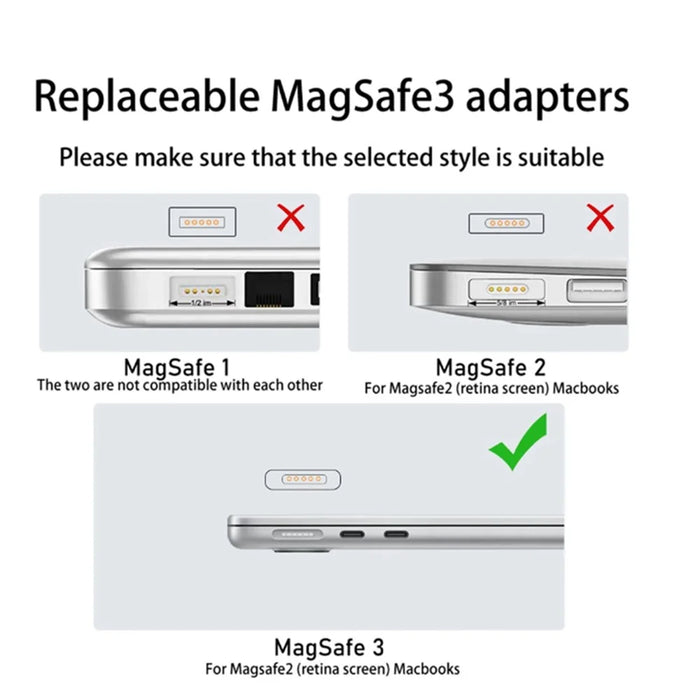 Side Bend USB-C to Magnetic 3 Adapter Right Angle PD 140W Charging Converter Compatible with MacBook - 6