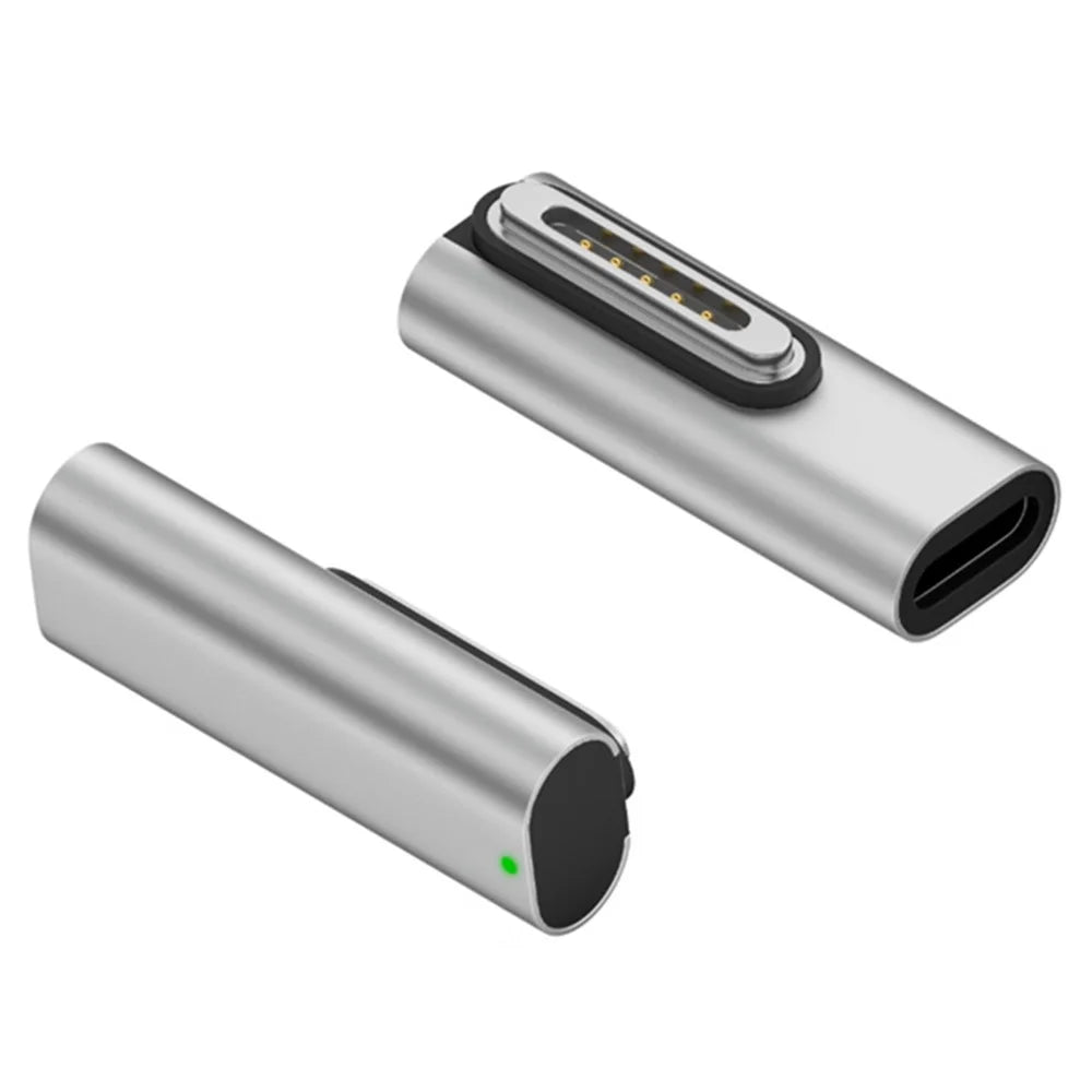 Middle Bend PD 140W USB-C to Magnetic 3 Adapter for MacBook Charging Right Angle Converter - 1