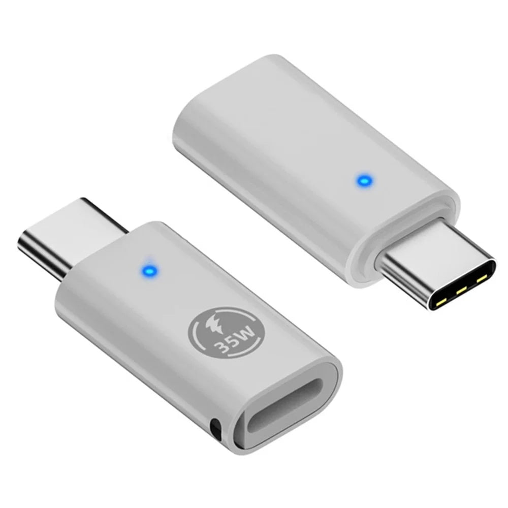 USB-C Adapter Type-C Male to 8-Pin Female PD 35W Fast Charging Data Transfer Converter - White - 1