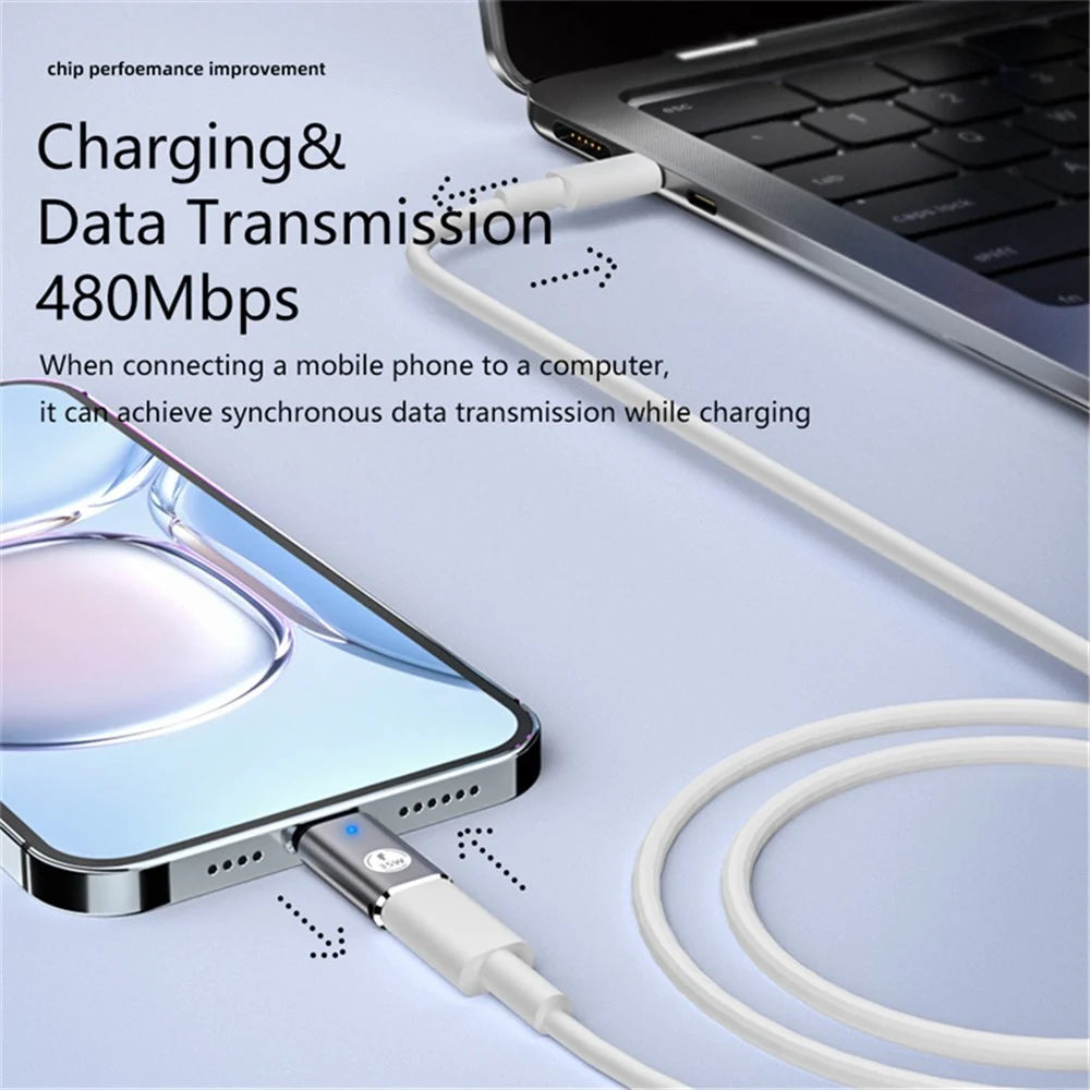 USB-C Adapter Type-C Male to 8-Pin Female PD 35W Fast Charging Data Transfer Converter - White - 4