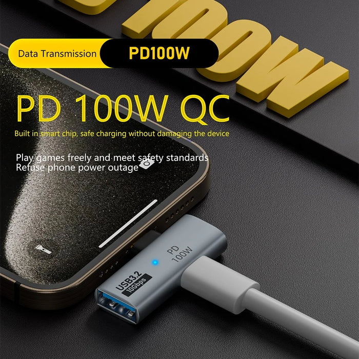 USB 3.2 Adapter Type-C to USB-A  /  USB-C Adapter 10Gbps OTG USB-C 2 to 1 Converter with PD 100W Charge - 4