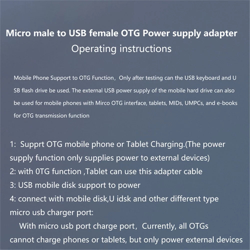 Micro USB Male to USB Female OTG Adapter Micro USB to USB-A + USB2.0 Charging Data Converter - 4