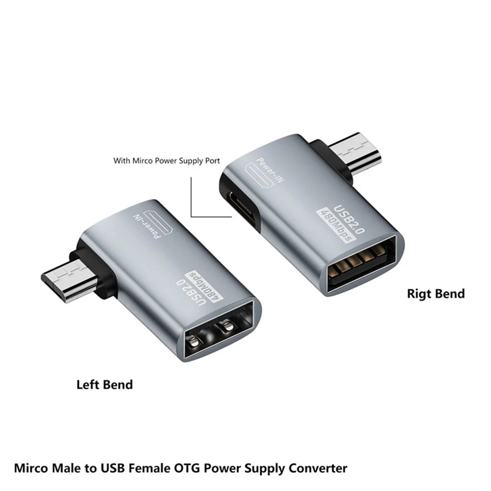 Micro USB Male to USB Female OTG Adapter Micro USB to USB-A + USB2.0 Charging Data Converter - 6