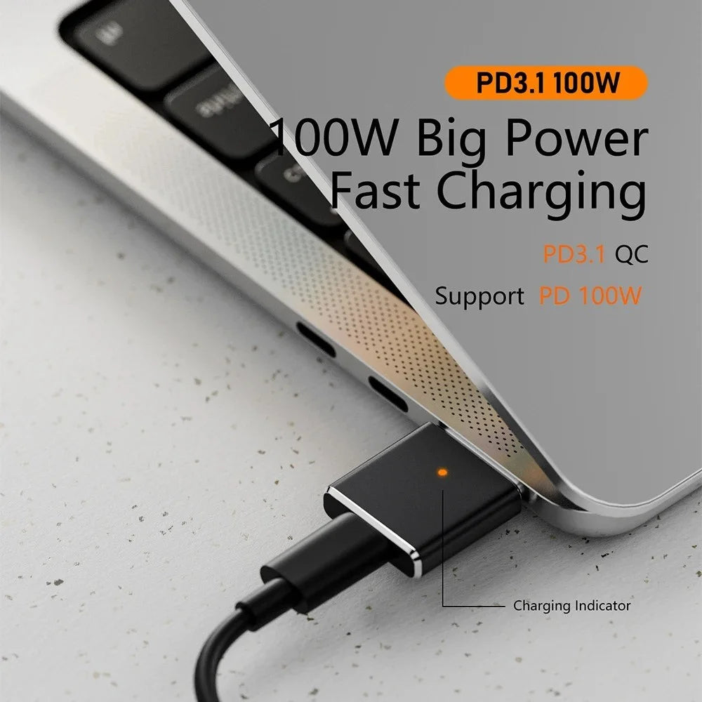 Compatible with MagSafe 3 USB-C Female to Magnetic PD 100W Charging Adapter for MacBook - Dark Grey - 3