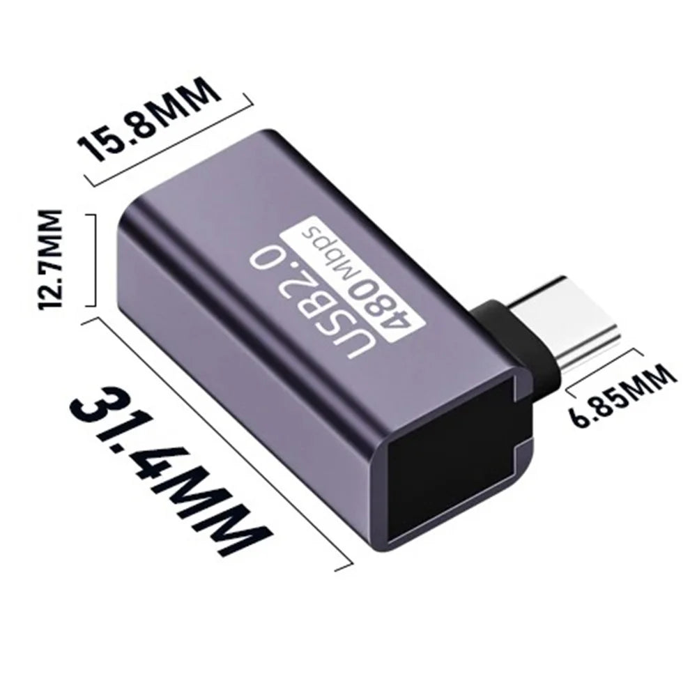 USB-B Female to USB-C Male Elbow Adapter Converter 480Mbps Connector for Electric Piano / Printer - 7