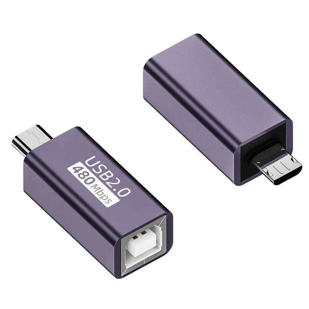 USB-B Female to Micro USB Male 480Mbps Adapter Electric Piano Printer Connector - 1