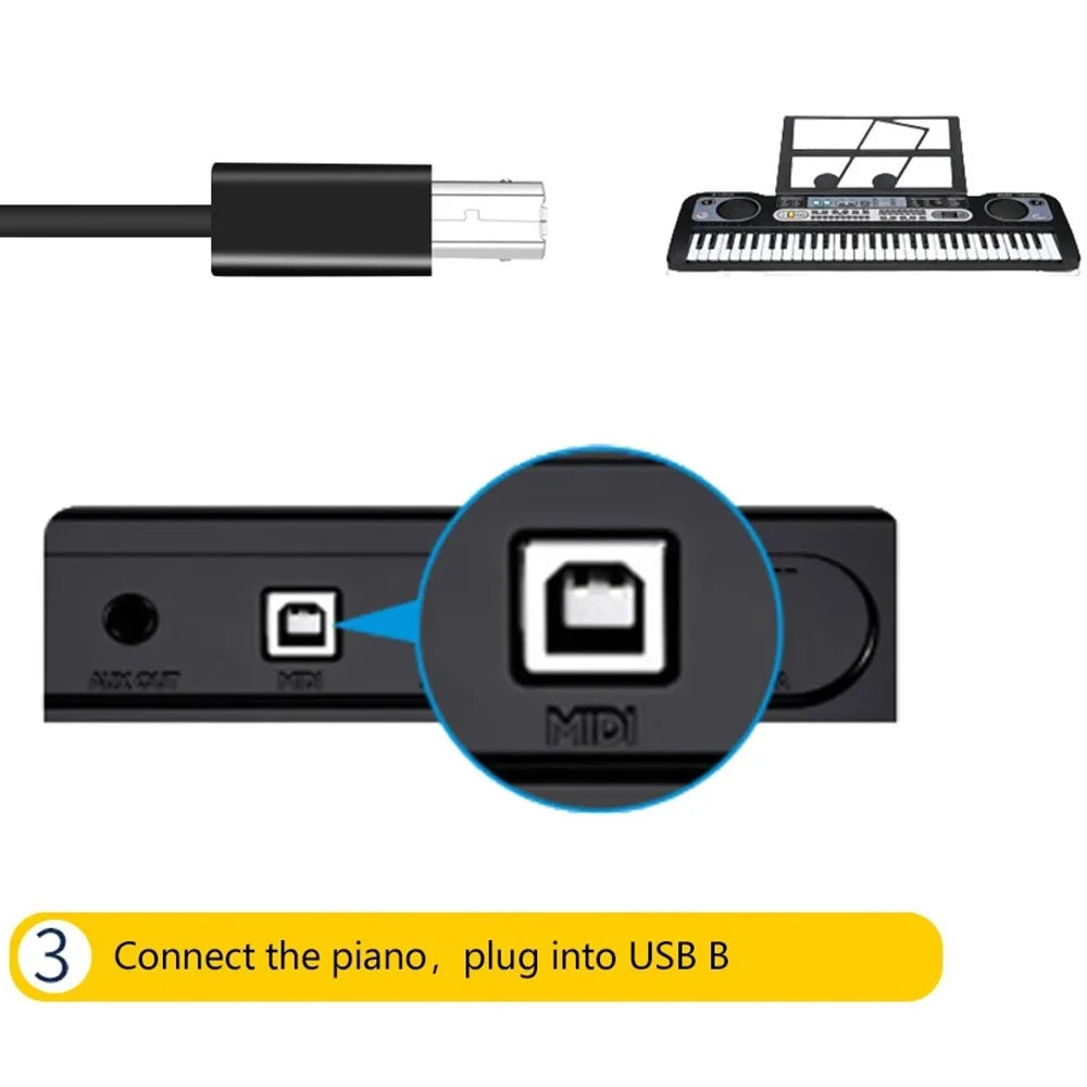 USB-B Female to Micro USB Male 480Mbps Adapter Electric Piano Printer Connector - 3