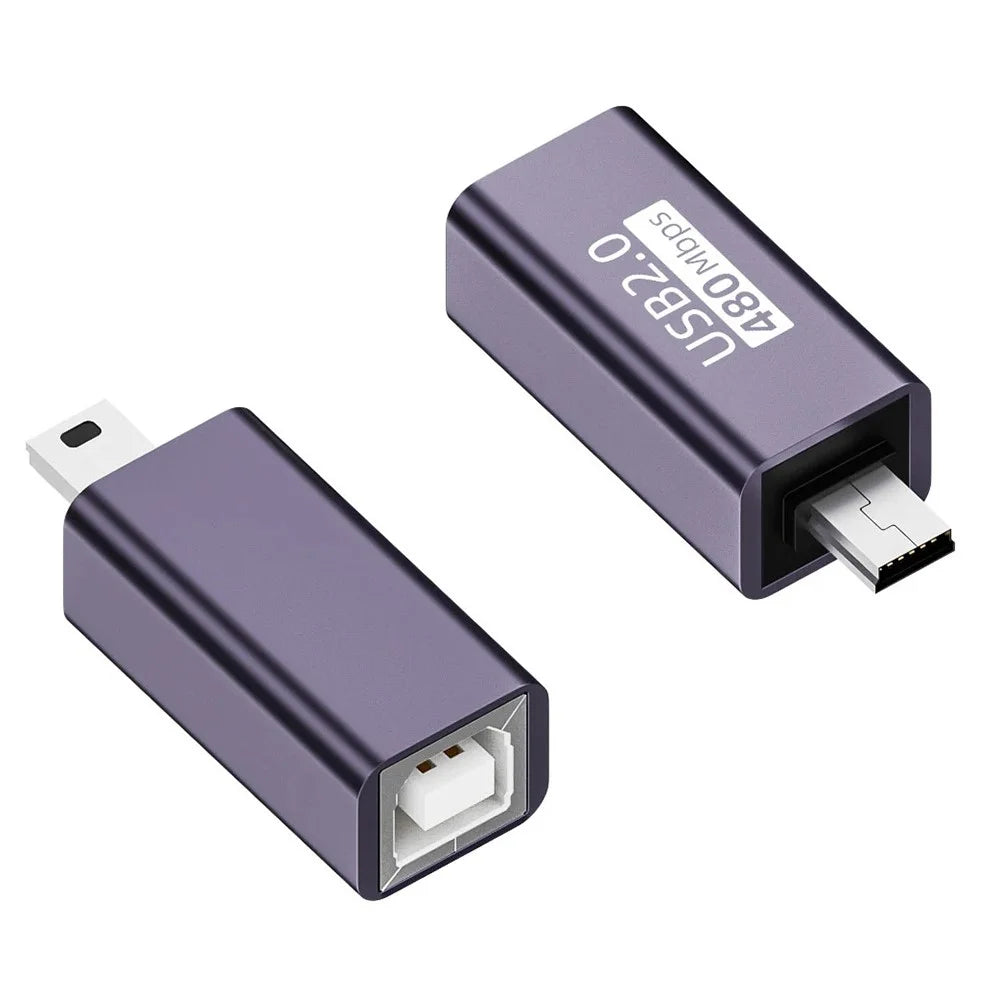 USB-B Female to Mini USB Male 480Mbps Adapter Aluminum Alloy Connector for Electric Piano / Printer - 1