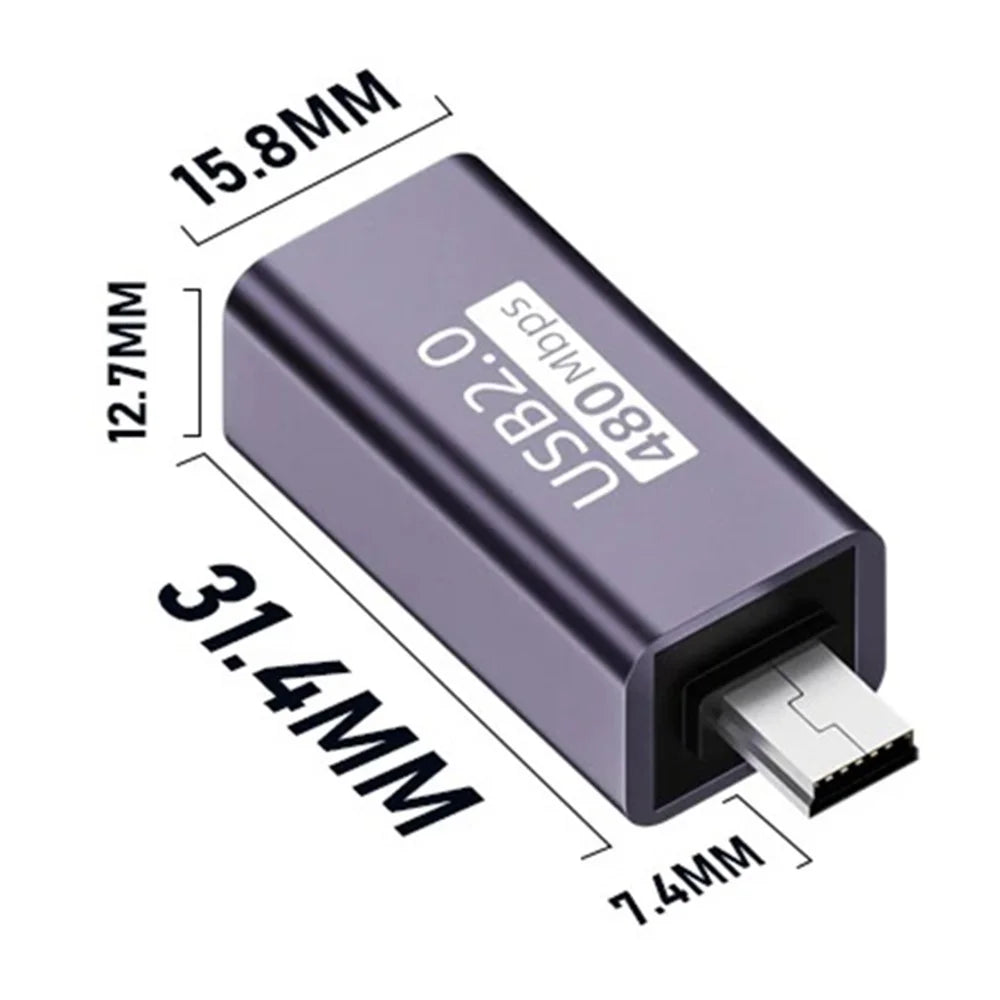 USB-B Female to Mini USB Male 480Mbps Adapter Aluminum Alloy Connector for Electric Piano / Printer - 7