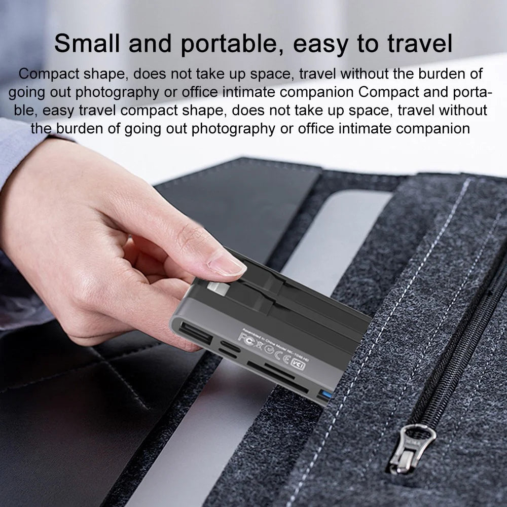 NK-1048HD 6-in-1 Docking Station Type-C / 8-Pin to USB3.0+TF / SD Card Slots+USB2.0+2 Type-C Ports USB Hub Adapter - 4