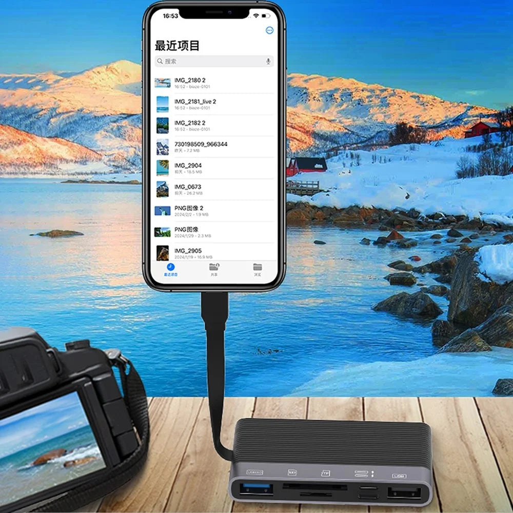 NK-1048HD 6-in-1 Docking Station Type-C / 8-Pin to USB3.0+TF / SD Card Slots+USB2.0+2 Type-C Ports USB Hub Adapter - 5